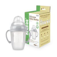 SILIKONSKA DJEČJA BOČICA 3. GENERACIJE 250 ml (SIVA) S OŠTEĆENOM AMBALAŽOM