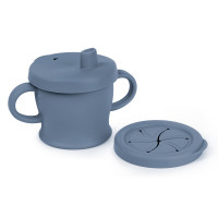 SILIKONSKA SKODELICA ZA PRIGRIZEK IN PIJAČO (MODRA)- POŠKODOVANA EMBALAŽA